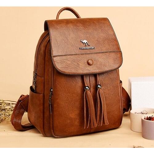 2021 New Women Backpack High Quality Leather School Backpack Large Capacity Travel Backpack School Bags for Teenagers Girls Sac