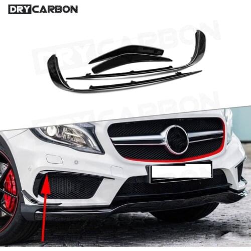 Carbon Fiber Front Bumper Air Vent Cover Trims for Benz GLA Class X156 GLA200 GLA260 GLA45 2014-2017 ABS Fog lamp Fin Strips