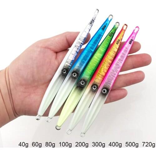 Large Jigging lure 720g 500g 400g 300g 200g 100g Luminous sinking Lead Fish Sea Artificial bait Metal jig glow boat Fishing lure