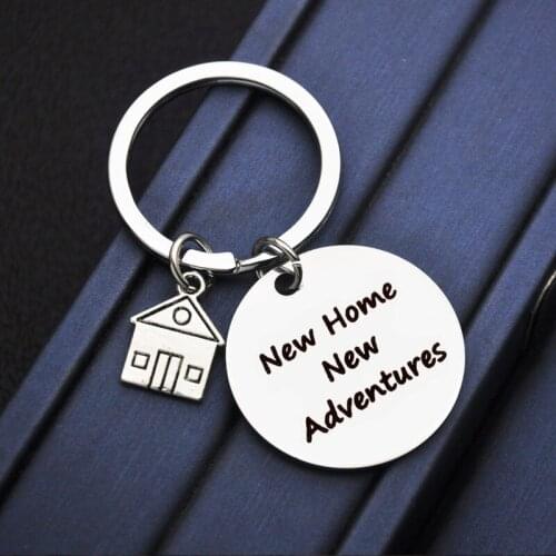 HebeDeer simple Keychain 2021 Good Luck Stainless Steel KeyChain Housewarming Handwork Gift for Parents Keyring Round Llavero