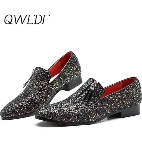 QWEDF 2019 Mens casual shoes Wedding Dress Male Flats Casual Slip on Shoes Loafers Men Formal Shoes chaussure homme K8-67