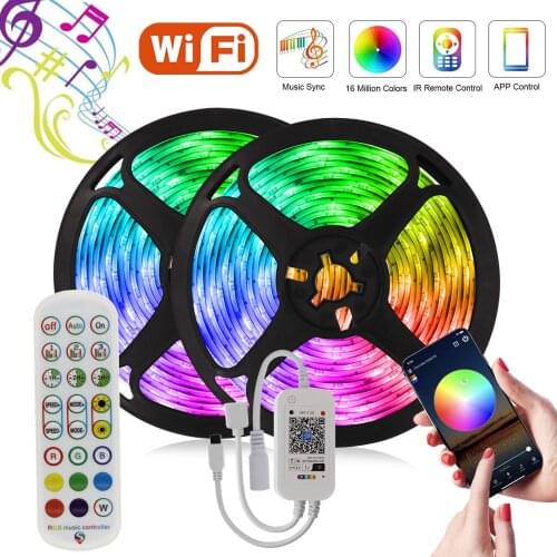 Rainbow Neon WiFi LED Strip Lights RGB 5050 Bluetooth Light Strips 12V Work with Alexa Voice Control Color Changing decor room