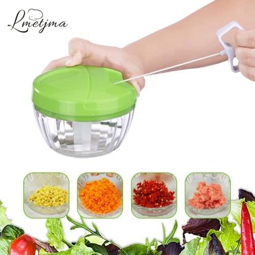 LMETJMA Manual Vegetable Chopper Stainless Steel Onion Meat Chopper Hand Pull Garlics Grinder Cutter Fruits Chopper LK1019-B
