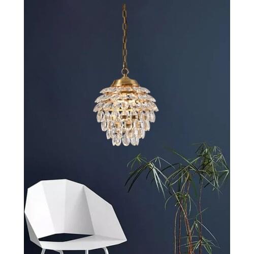 Modern Crystal Copper Pendant Light Restaurant Bar Villa Living Room Dining Room Bedroom Chandelier PA0582