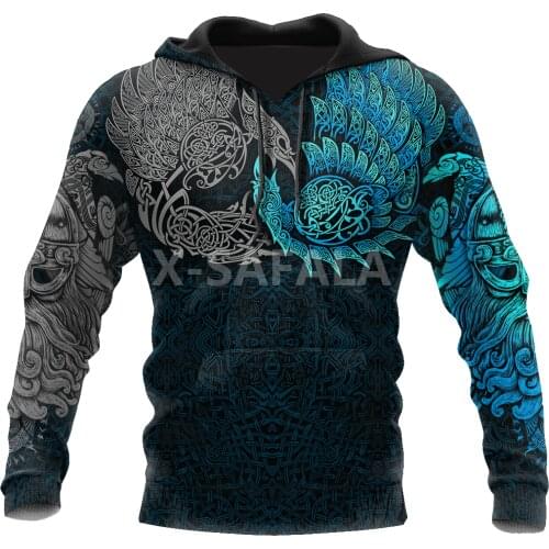 Viking Ravens of Midgard Blue 3D Print Size XS-7XL Hoodie Man Women Harajuku Outwear Zipper Pullover Sweatshirt Casual Unisex-1
