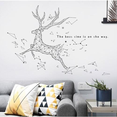 Wall ins beautification wallpaper decoration bedroom background wall net red bedside sticker decal animal deer wall sticker