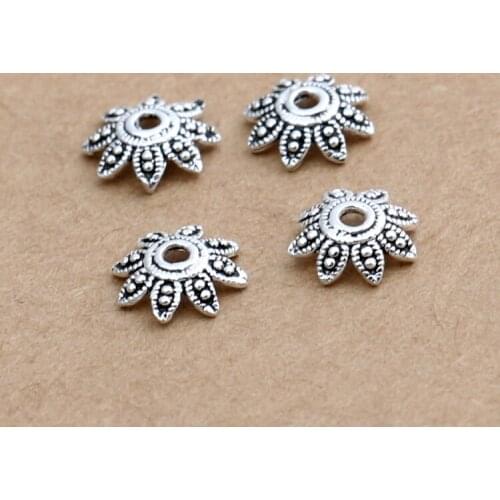 Vintage 925 Silver Beads Caps Jewelry Bead Cap Sterling Silver Jewelry Accessories DIY Engraved Bead Cap