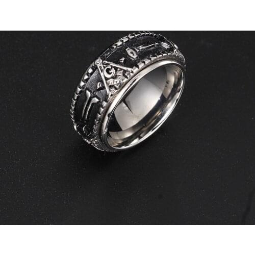 Explosive Jewelry Masonic Totem Ring Ring Recruitment Punk Titanium Steel Mens Ring