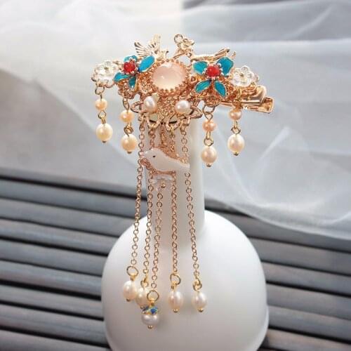 Newest Luxury Wedding Bridal Hair Accessories Freshwater Pearl Tassel Hair Pin Chinese Style Jewelry Women Hair Clip