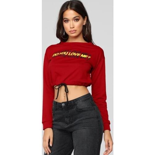 Womens T-shirts fashion tshirts ropa mujer Autumn New English Printed Letter Waist Hugging Top t shirt dropshipping BLK6112