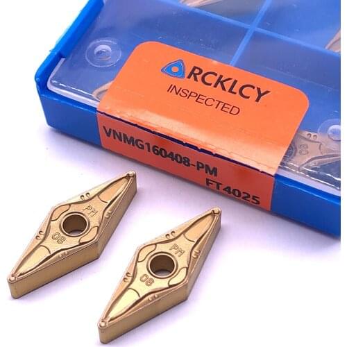 10pcs RCKLCY Carbide tool VNMG160408 PM FT4025 high quality external metal CNC Continuous cutting Carbide inserts For steel