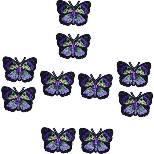 10pcs blue butterfly embroidered patches for clothing iron on patches for clothes badges clothes iron-on patches for jeans