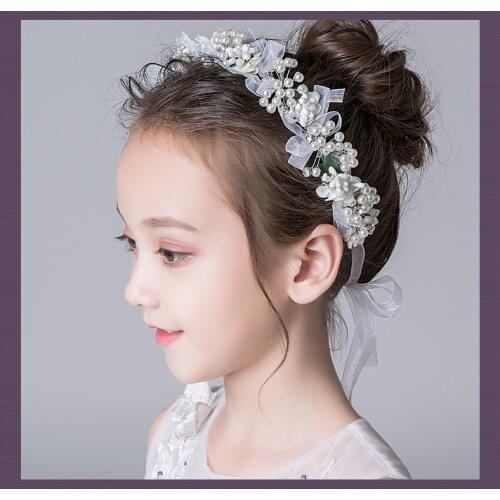2020 Sweet Kids Wreath Hair Band Headdress Milky White Head Flower Little Girls Pearl Garland Headband Hair Accessories