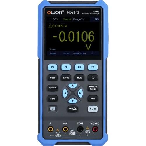 OWON HDS242 HDS272 3-in-1 Handheld Digital Oscilloscope Waveform Generator Multimeter 2CH USB TypeC 40/70MHz 3.5 LCD Test Meter