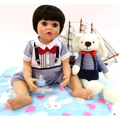55cm Full Silicone Reborn Baby Doll Toy For boy girl Vinyl Newborn babes Alive dolls gift Bebe reborn menina