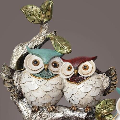 American Cute Owl Miniature Figurine Unique Resin Model Desktop Handmade Animal Crafts Fairy Garden Miniatures Owl Home Decor