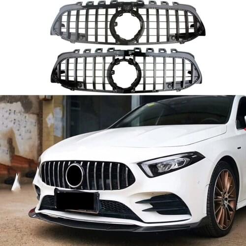 Car Front Bumper Grille Upper Billet RacingFacelift Grill For Mercedes-Benz W177 A-Class 2019 2020 2021 GTR