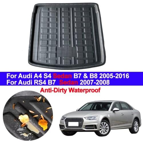 Car Rear Trunk Mat Cargo Tray Boot Liner Carpet Protector Floor For Audi A4 S4 Sedan B7 & B8 2005 - 2014 2015 2016 RS4 2007-2008