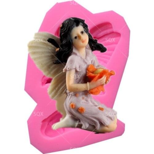 Free Shopping shipping handmade soap silica gel mould candle soap mould silicone mold for DIY sitting fairy SQ1626