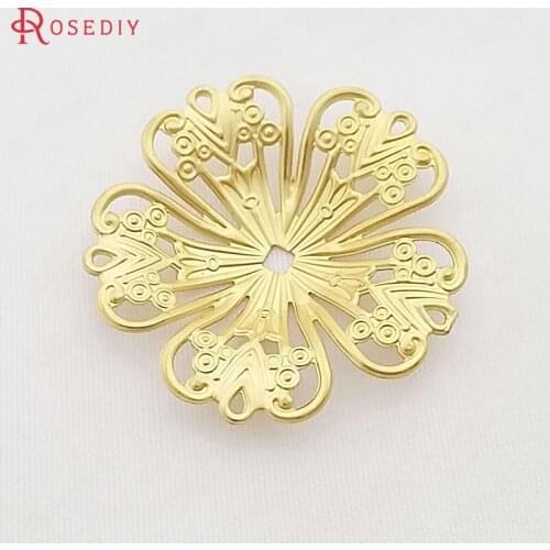 C977)20 pieces 32mm Not plated color Brass Decorative Spacer Big Caps Diy Jewelry Findings Accessories Wholesale