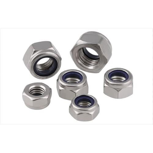 DIN985 2PCS M14/M16/M20/ Nylon Lock nut,Locking nut,Self lock nut, 304 Stainless Steel Self Locking Hex Nuts