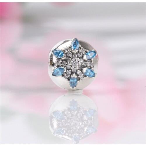 Authentic S925 Silver Fashion Zircon crystal snowflake bracelet buckle positioning buckle fixing clip Fit Original Bracelet