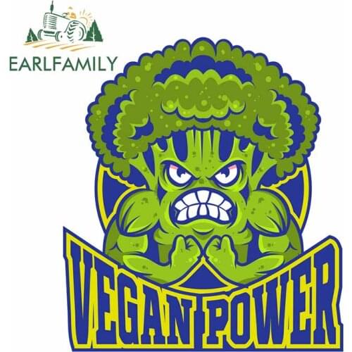 EARLFAMILY 13cm for Vegan Power Graphics Funny Car Stickers Waterproof Vinyl Decals Occlusion Scratch Car Assessoires Decor
