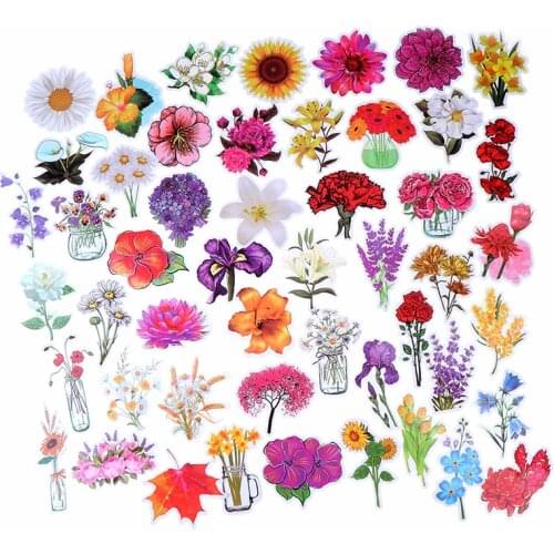 Hot sale Beautiful Colorful Flowers Blooms Stickers Norepeat for Pad Phone Case Laptop Car Skateboard Helmet Bicycle Suitcase