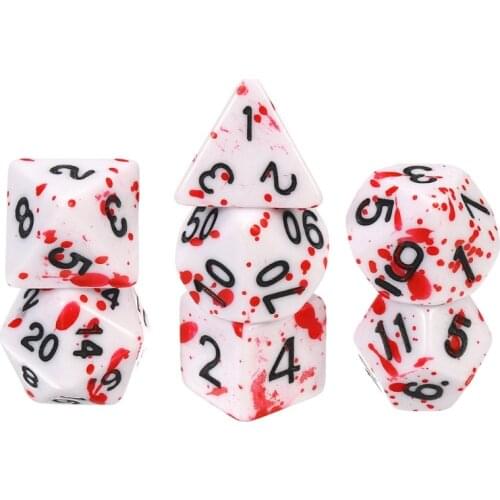 H053 7pcs/set Acrylic Dice Set Different Shapes Digital Dice for RPG DND Board Game