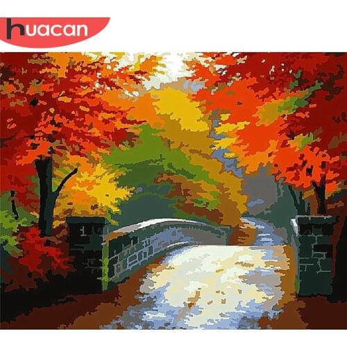 HUACAN Paint By Number Landscape Drawing On Canvas DIY Pictures By Numbers Autumn Hand Painted Painting Art Home Decoration