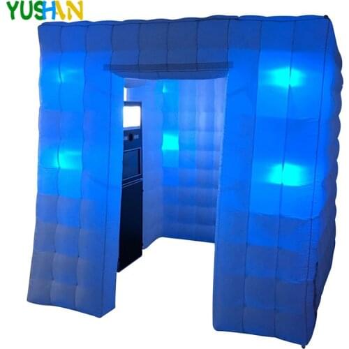 Popular 8ft Inflatable photo booth party backdrop with 8pcs LED Bulb lights Inflatable Cabin Tent For Party Wedding decoration