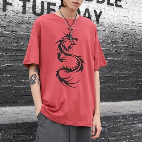 Chinese Style Dragon Printed Oversized Tshirt Women Harajuku Shirt Casual Tee Shirt Femme Hip Hop Short Sleeve Cotton T-shirt