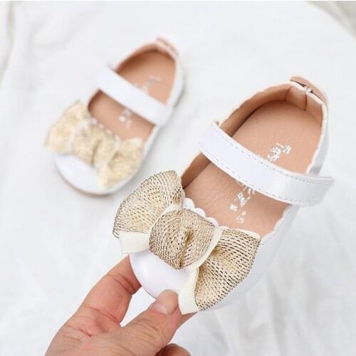 New Baby Leather Shoes 0-3 Years Old Princess Single Shoes for Baby Infant Walking Kids Girls Butterfly Knotted Flat Heel Shoes