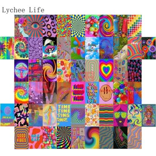 Lychee Life 50Pcs Flower Printed On The Wall Art Posters Prints Home Decoration Diy Scrapbooking Supplies