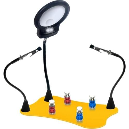 Magnetic Welding Assistant Bracket Third-Hand Welding Tool (Yellow) with Magnifying Glass and Lightweight