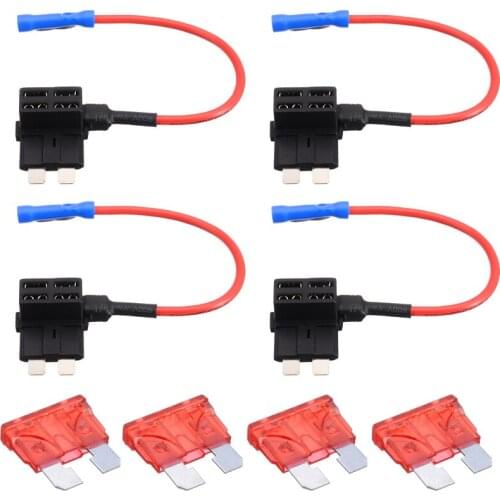 Mayitr 4pcs 12V Add A Circuit Fuses Tap ATO ATC Standard Piggy-back Blade Fuse Holder with 4 Standard Fuse