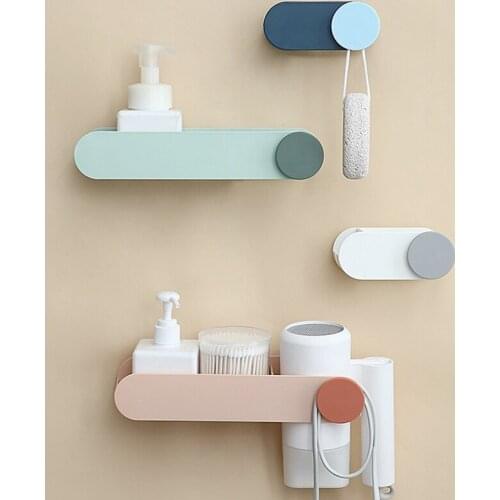 Multifunction Hair Dryer Holder Bathroom Organizer Shelf Hair Dryer Stand Bathroom Accessories Self-adhesive Wall Storage Rack
