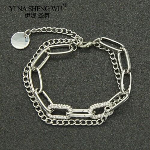 Punk Hip Hop Bracelet Retro Multilayer Chain Geometric Pendant Bracelet Fashion Women And Man Cuban Chain Jewelry Accessories