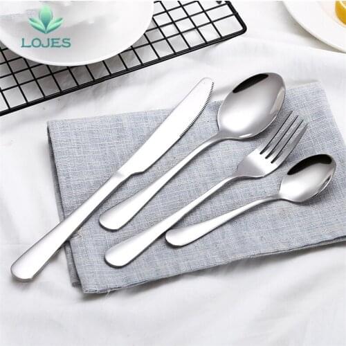 Dinnerware Set Stainless Steel Tableware Luxury Cutlery Set Vintage Quality 4Pcs Knife Fork Dining Dinner Set Western