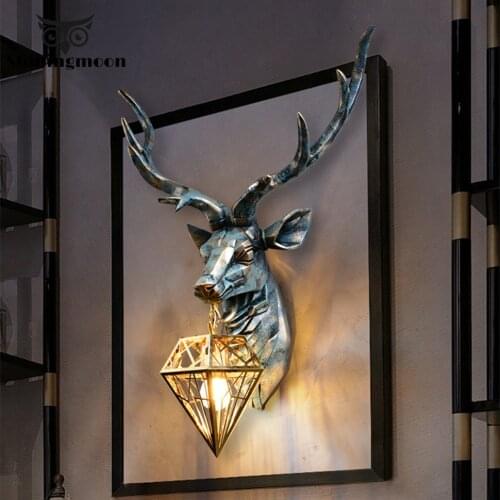 Nordic Art Antlers Wall Lamp Modern American Retro Deer Wall light Living Room Bedroom Bedside Lamp Home Decor Wall Sconce Lamp