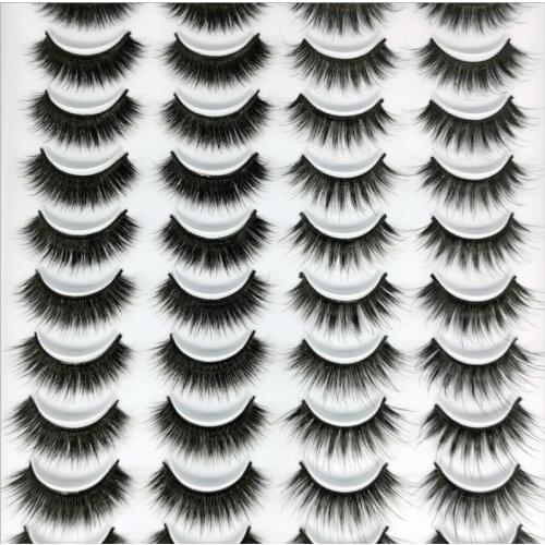 20 pairs of 3D mink false eyelashes natural / thick long eyelashes small bunch makeup mink eyelashes