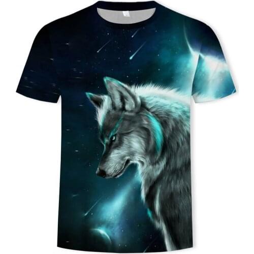 2020 New Wolf 3D printed animal cool funny T-shirt mens short sleeve summer shirt T-shirt mens fashion T-shirt men 6XL
