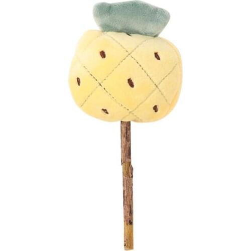 New Pet Products Kitty Cute Doll Fruit Shape Pineapple Silvervine Funny Cat Stick Toy Wooden Puppy Molar Stick Dog Accessories