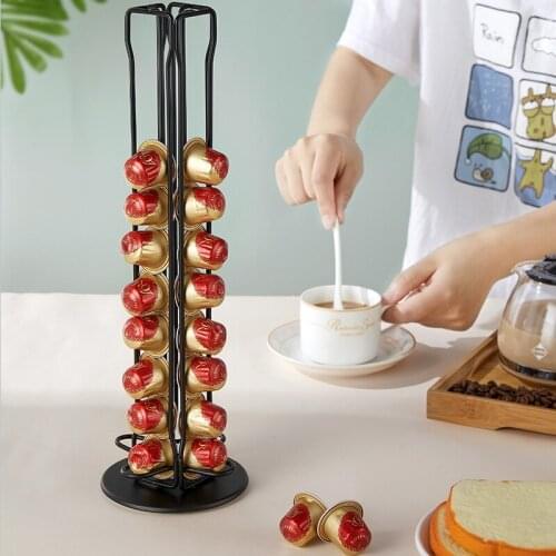 New Style Rotatable Coffee Capsule Storage Rack Milk Capsule Candy Box Display Shelf Home Cafe Tools