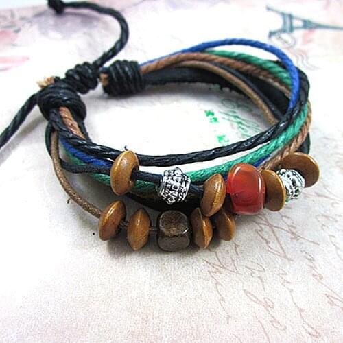 1pcs Wholesale new 2015 fashion leather Bracelets braided leather cord Bracelets gifts letter hand mens and womens favorite