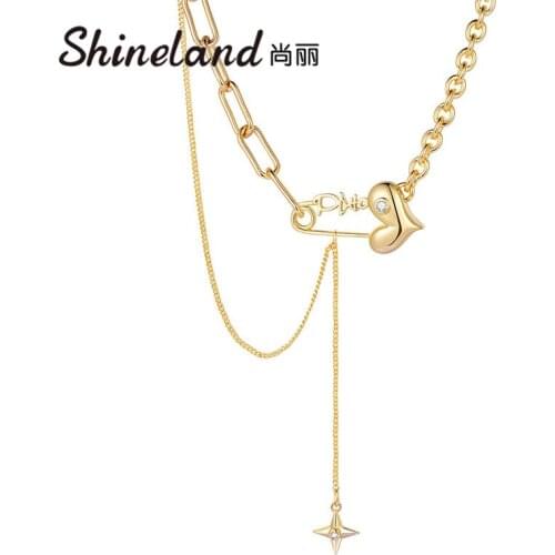 Shineland 2021 Punk Irregular Chain Choker Necklace For Women Star Heart Pendant Party Gift Collares Jewelry New Fashion