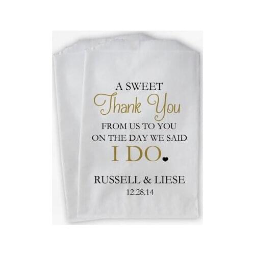 Customized A Sweet Thank You Wedding candy Buffet treat gift Donut Petal Toss bags engagement party Bakery Cookie Favorpackets