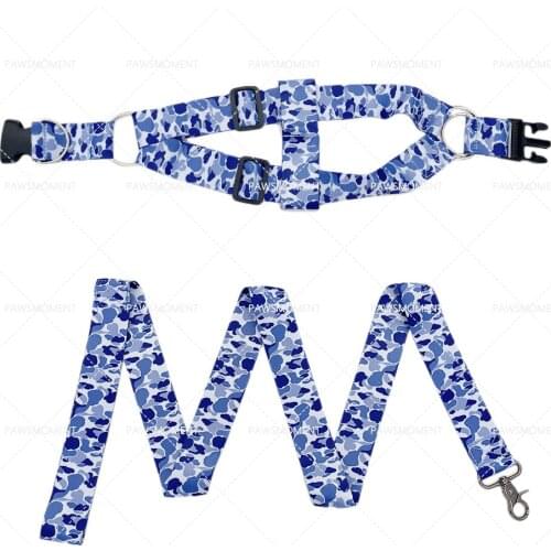 Fashion Pet Dog Harness for Small Dogs Collar Leash Set French Bulldog Camouflage Harness Outdoor Leading Dog Accessories LC0249