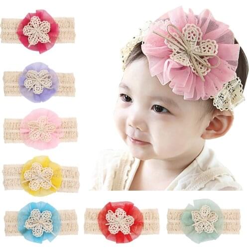 Baby girl headband Infant hair accessories cloth flower Tie bows Headwear tiara Gift Toddlers bandage Ribbon newborn headwrap