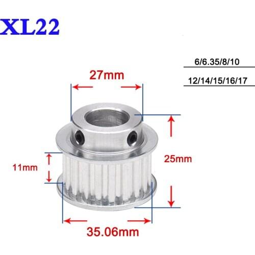 1PCS XL 22 Tooth Convex Synchronous Wheel Timing Pulley Belt Width 11mm 6/6.35/8/10/12/14/15/16/17mm